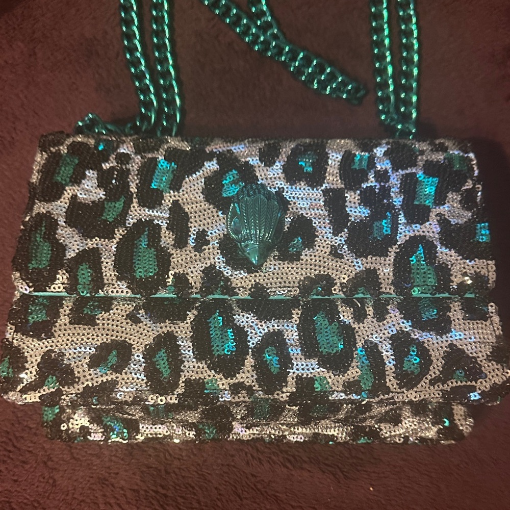 Kurt Geiger Teal and Black Sequin Clutch